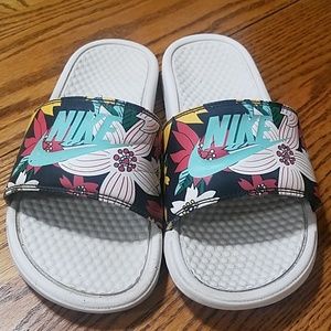 Floral Nike slides